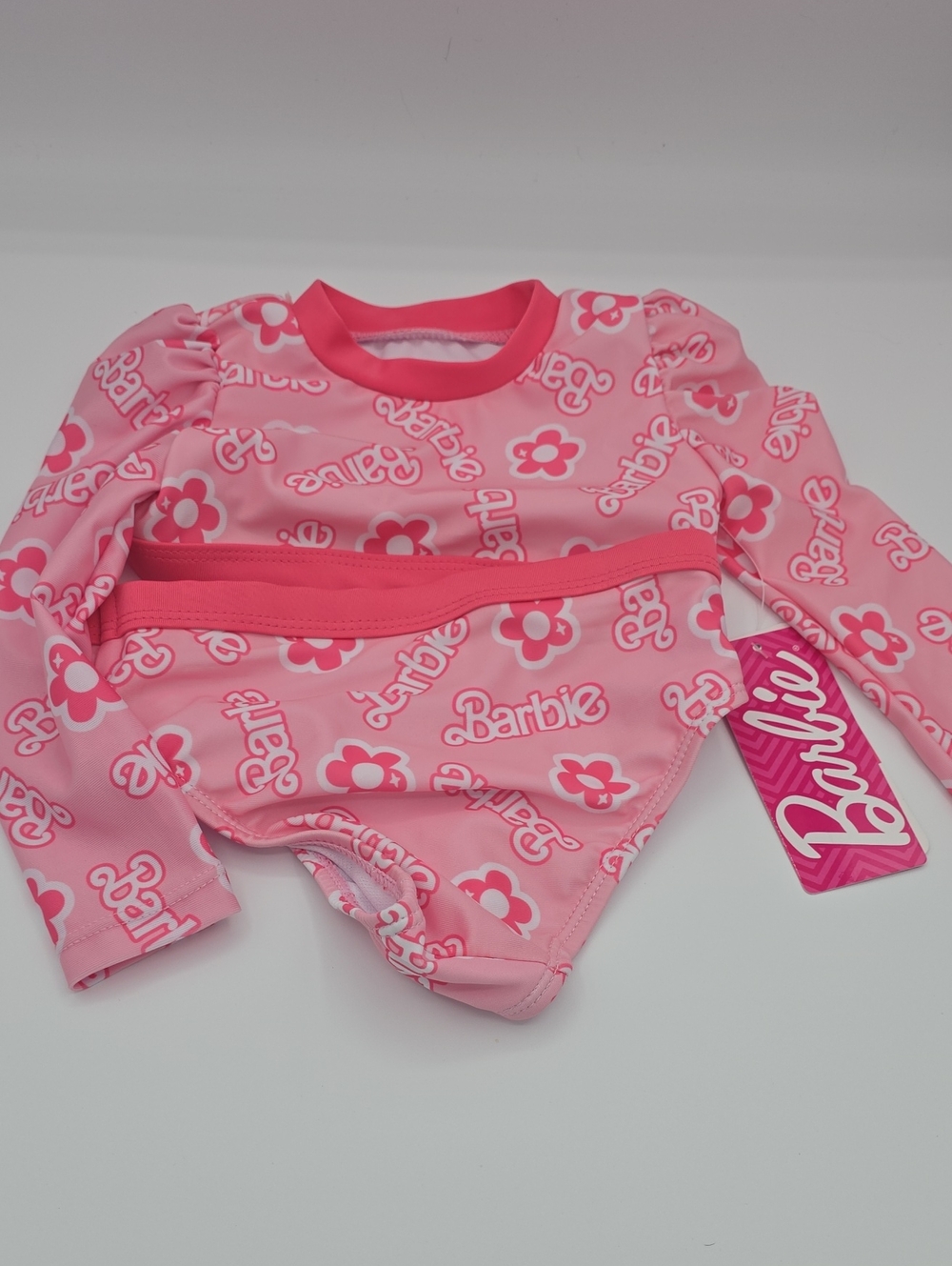 Barbie Girls Two Piece Swimsuit with Rashguard Top Size 12 Months